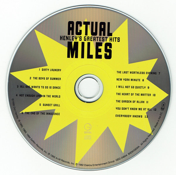 Don Henley : Actual Miles (Henley's Greatest Hits) (CD, Comp)