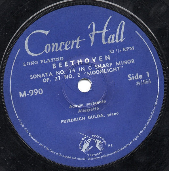 Ludwig van Beethoven, Friedrich Gulda : Sonata No.14 In C Sharp Minor, "Moonlight" (7")