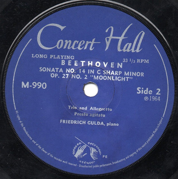 Ludwig van Beethoven, Friedrich Gulda : Sonata No.14 In C Sharp Minor, "Moonlight" (7")