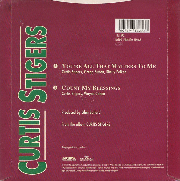 Curtis Stigers : You're All That Matters To Me (7", Single, Sil)