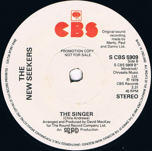 The New Seekers : Flashback (7", Single, Promo)
