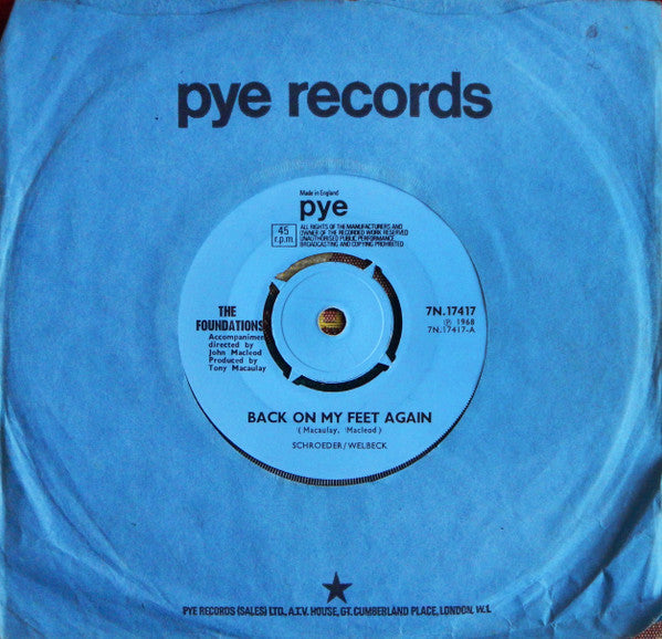The Foundations : Back On My Feet Again (7", Single)