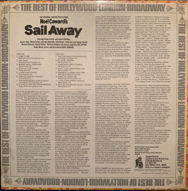 Noël Coward, Elaine Stritch : Sail Away (The Original London Cast) (LP, RE)