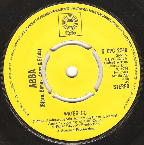 ABBA, Bjrn & Benny, Agnetha & Anni-Frid - Waterloo (7) (Very Good (VG)) - DaddyPop
