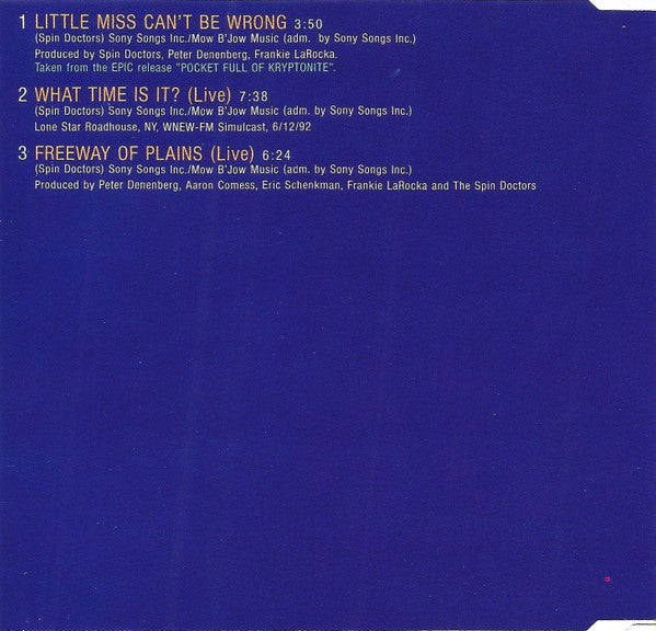 Spin Doctors : Little Miss Can't Be Wrong (CD, Maxi)
