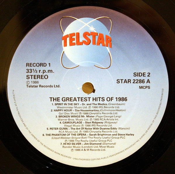 Various : The Greatest Hits Of 1986 (2xLP, Comp, PRS)