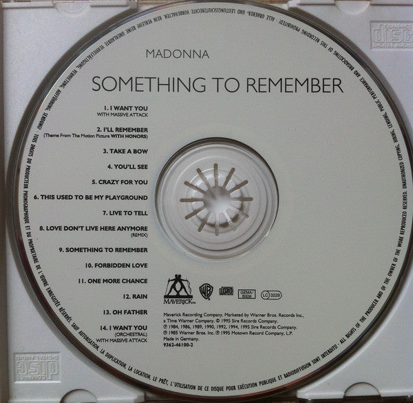 Madonna : Something To Remember (CD, Comp, RP, Ver)