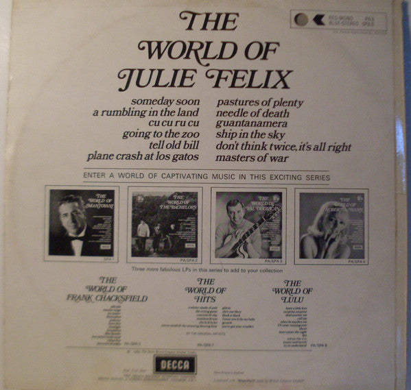 Julie Felix : The World Of Julie Felix (LP, Comp, Mono)