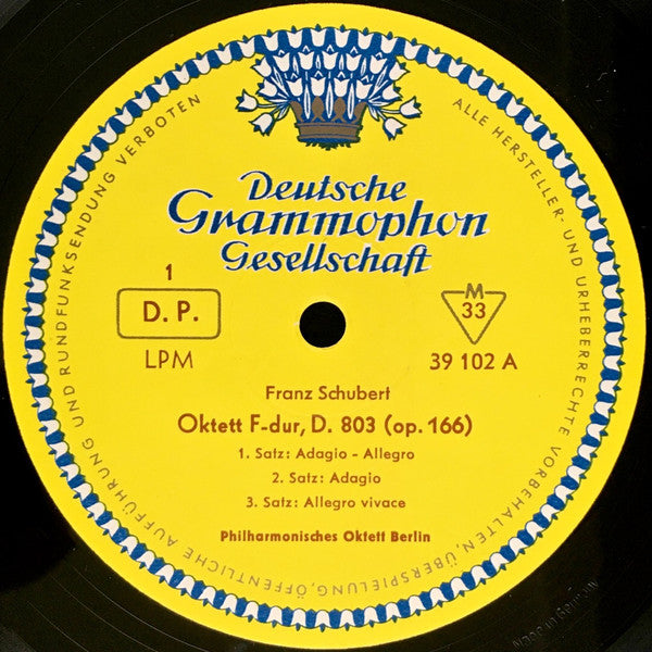 Franz Schubert / Philharmonisches Oktett Berlin : Oktett F-dur D. 803 (LP, Mono)