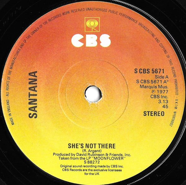 Santana : She's Not There (7", Single)
