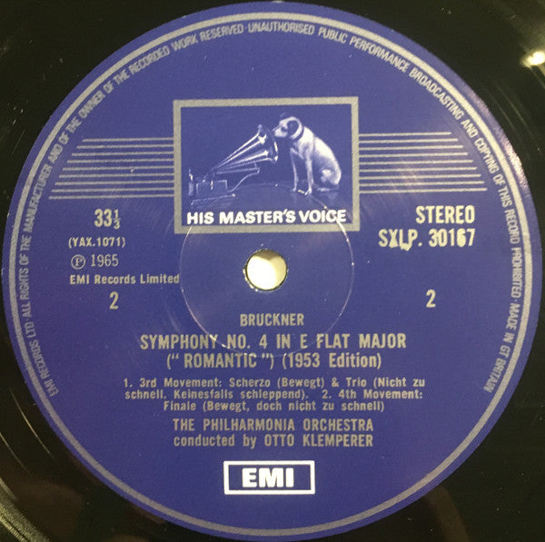 Anton Bruckner, Otto Klemperer, Philharmonia Orchestra : Symphony No. 4 ('Romantic') (LP, RE)