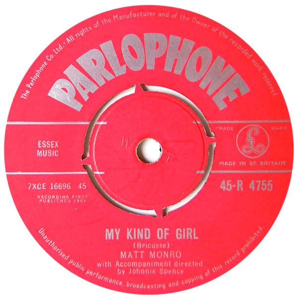 Matt Monro : My Kind Of Girl (7")