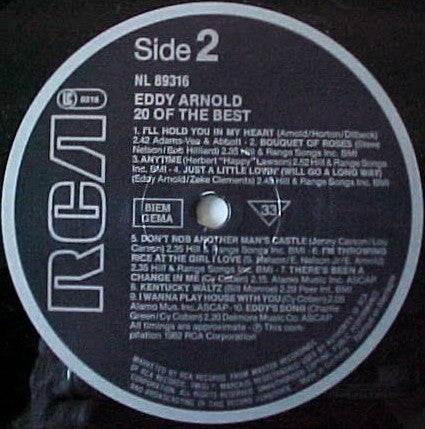 Eddy Arnold : 20 Of The Best (LP, Comp, RE)
