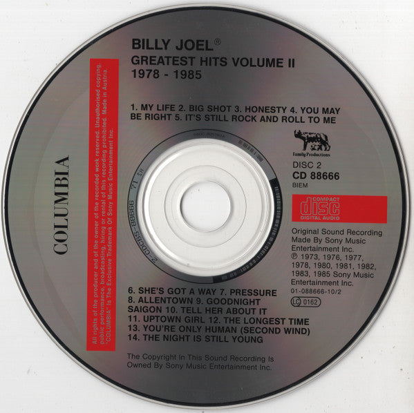 Billy Joel : Greatest Hits Volume I & Volume II (2xCD, Comp, Fat)