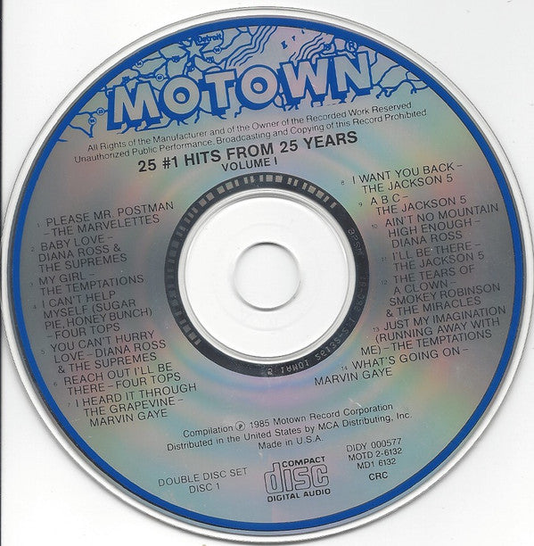 Various : 25 #1 Hits From 25 Years (Volume I) (CD, Comp, RE)