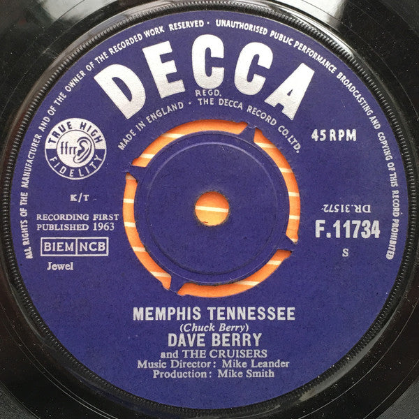 Dave Berry & The Cruisers : Memphis Tennessee (7", Single)