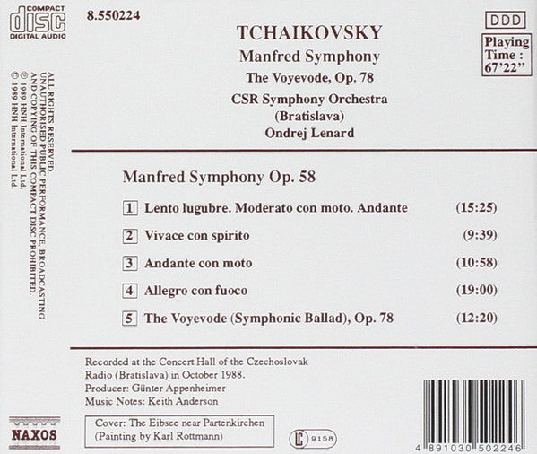Pyotr Ilyich Tchaikovsky / Slovak Radio Symphony Orchestra • Ondrej Lenárd : Manfred Symphony • The Voyevode (CD, Album)