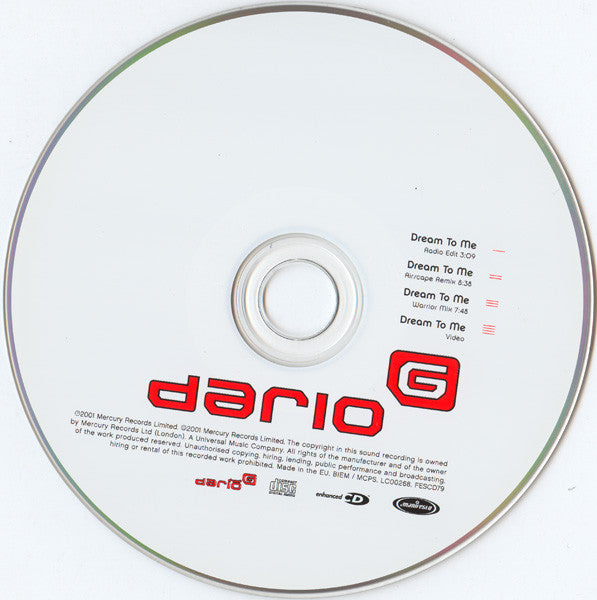 Dario G : Dream To Me (CD, Single, Enh)