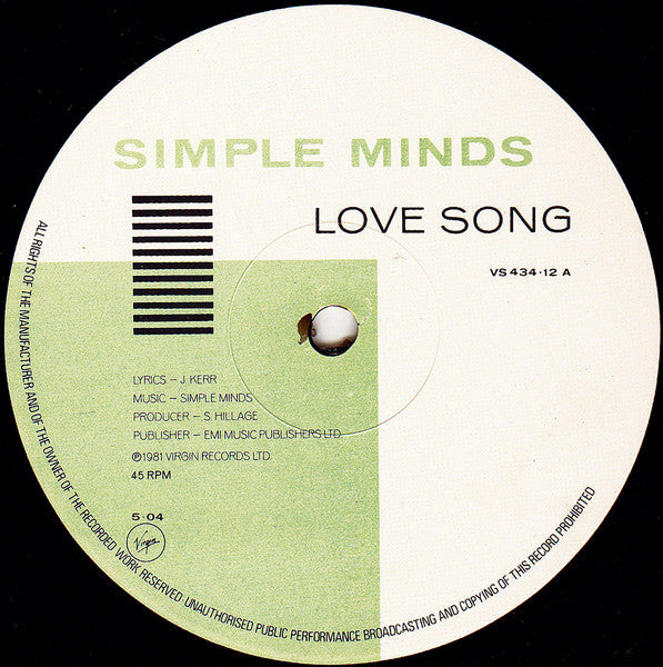 Simple Minds - Love Song (12) (Very Good (VG)) - DaddyPop