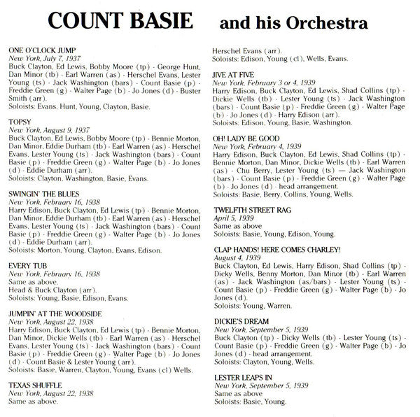 Count Basie : Count Basie And His Orchestra 1937-1943 "Junpin' At The Woodside" (CD, Comp)
