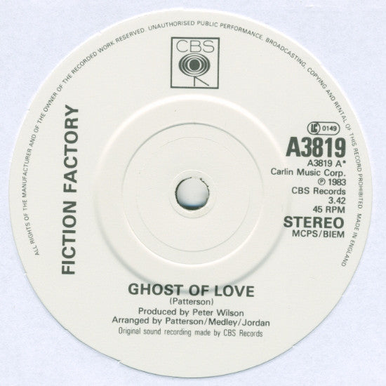 Fiction Factory : Ghost Of Love (7", Single, Pap)