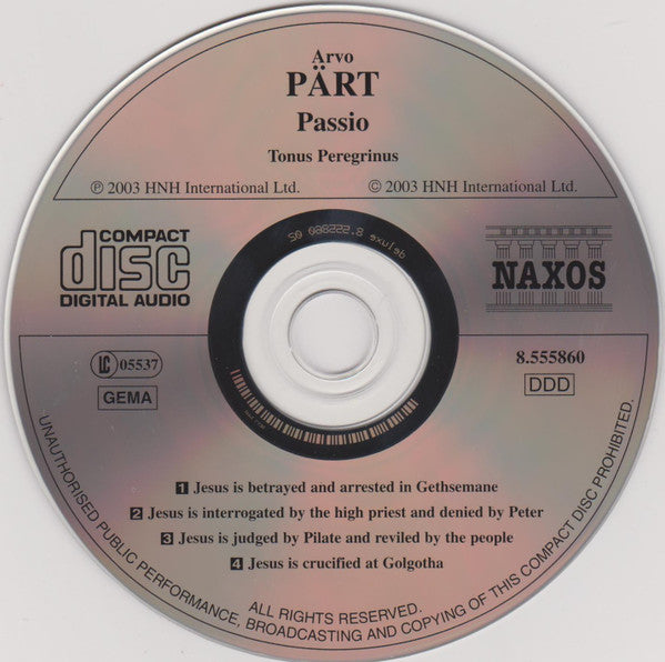 Arvo Pärt - Tonus Peregrinus, Antony Pitts : Passio (CD, Album, RE, O-C)