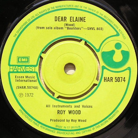 Roy Wood : Dear Elaine (7", Single)