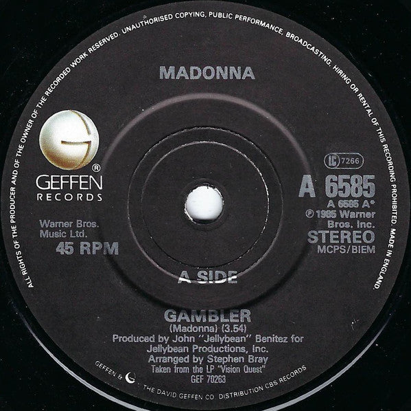 Madonna : Gambler (7", Single)