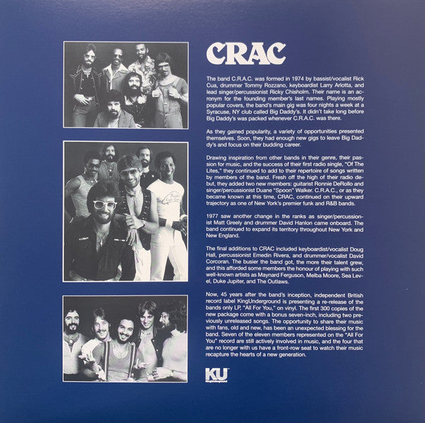 C.R.A.C. : All For You (LP, Album, RE)