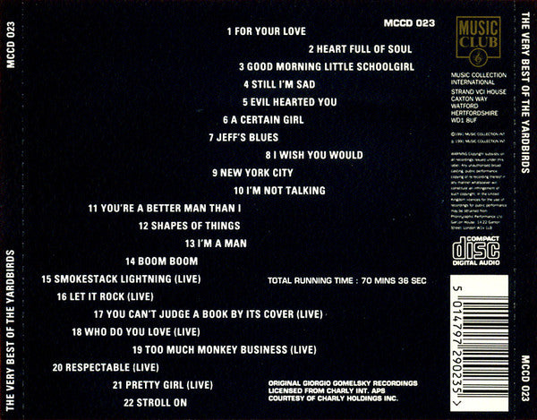 The Yardbirds Featuring Eric Clapton, Jeff Beck & Jimmy Page : The Very Best Of The Yardbirds (CD, Comp)