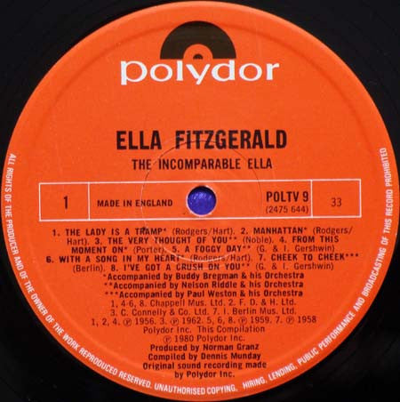Ella Fitzgerald : The Incomparable Ella (LP, Comp)