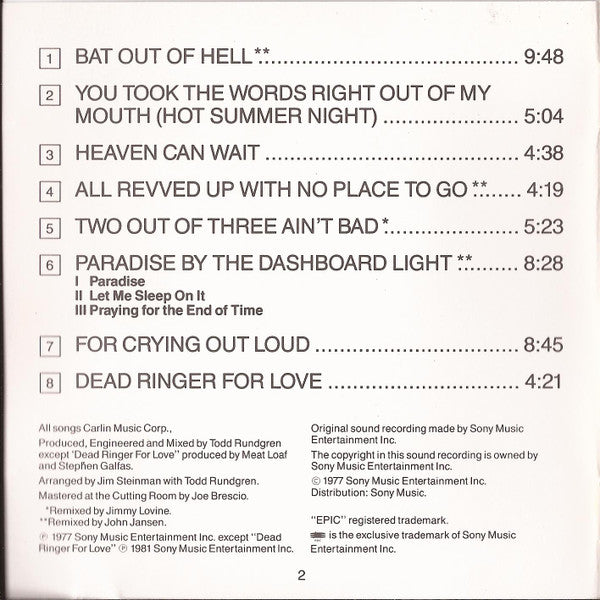 Meat Loaf : Bat Out Of Hell: Re-Vamped (CD, Album)