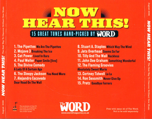 Various : Now Hear This! (15 Great Tunes Hand-Picked By The Word) (August 2006) (CD, Comp, Promo, Jew)