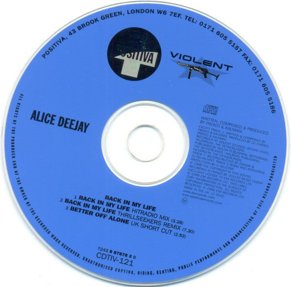 Alice Deejay - Back In My Life (CD) (Good Plus (G)) - DaddyPop