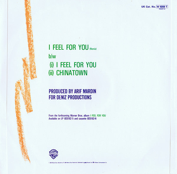 Chaka Khan : I Feel For You (12", Single, Dam)