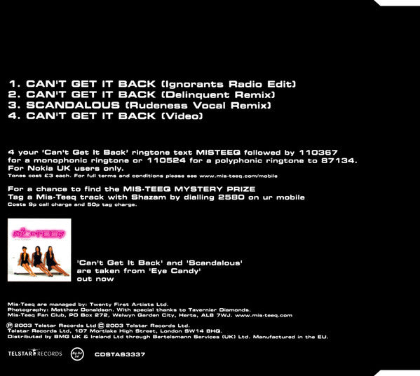 Mis-Teeq : Can't Get It Back (CD, Maxi, Enh, CD1)