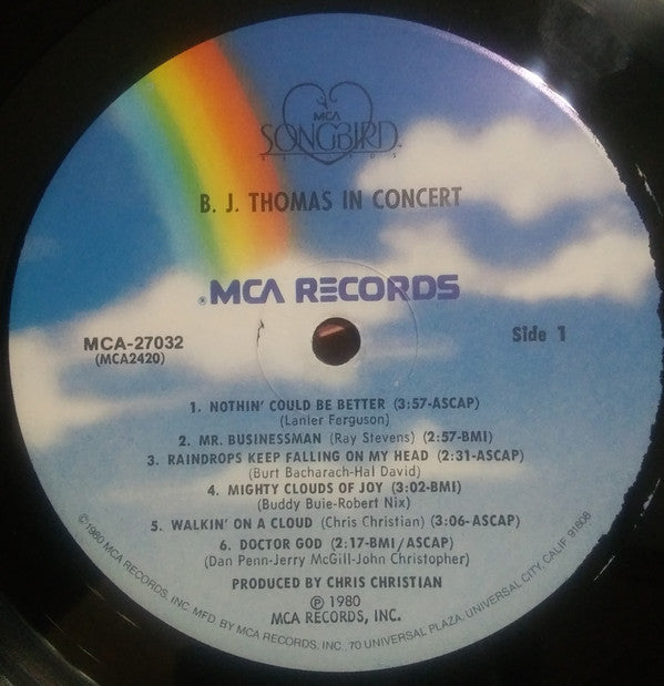 B.J. Thomas : B.J. Thomas In Concert (LP, Album, Pin)