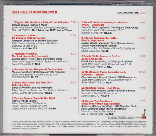 Various - The 2007 Hall Of Fame Volume II (CD) (Very Good Plus (VG)) - DaddyPop