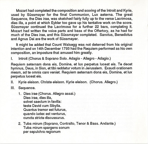 Wolfgang Amadeus Mozart - Slovak Philharmonic Orchestra, Slovak Philharmonic Chorus, Zdeněk Košler : Requiem (CD, Album)