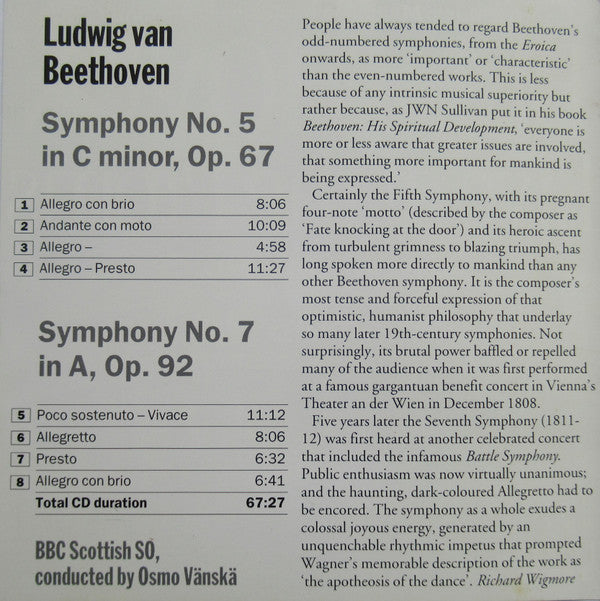 Ludwig van Beethoven — BBC Scottish Symphony Orchestra / Osmo Vänskä : Beethoven Live At The Proms: Symphonies Nos. 5 & 7 (CD, Album, Jew)