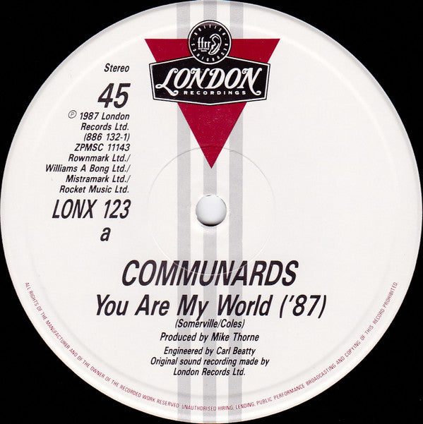 The Communards : You Are My World (12", Single)