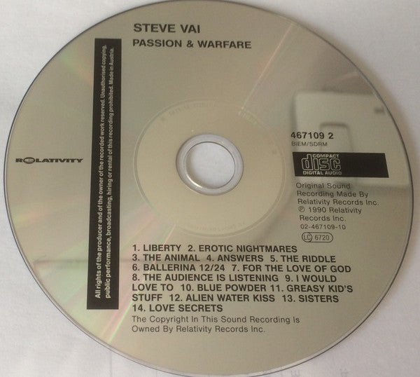 Steve Vai : Passion And Warfare (CD, Album, RE, RP)