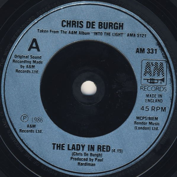 Chris de Burgh : The Lady In Red (7", Single, Inj)