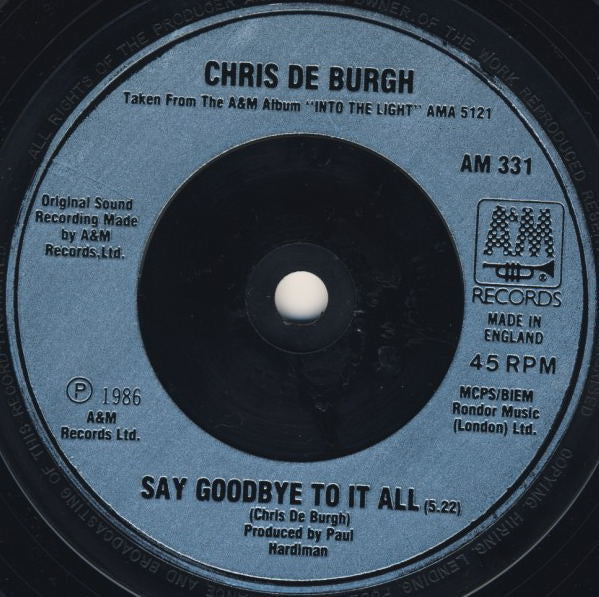 Chris de Burgh : The Lady In Red (7", Single, Inj)