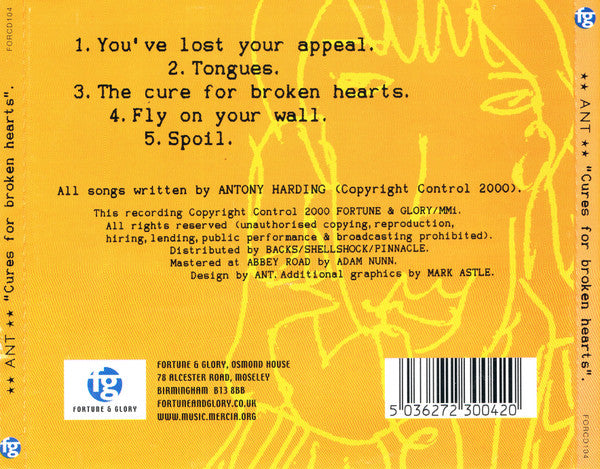 Ant - Cures For Broken Hearts. (CD) (Very Good Plus (VG)) - DaddyPop