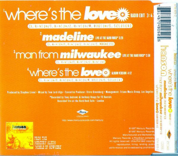 Hanson : Where's The Love (CD, Single, CD1)