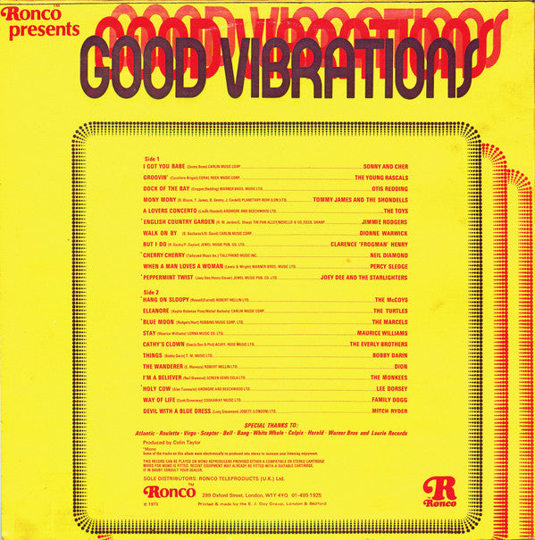 Various : Good Vibrations (LP, Album, Comp, Mono)
