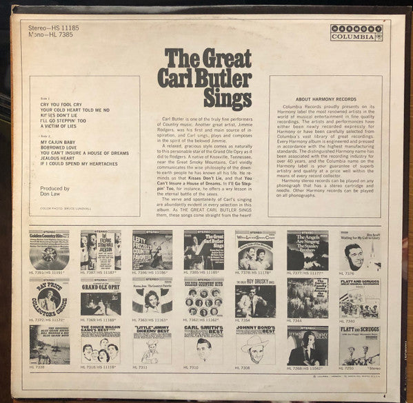 Carl Butler : The Great Carl Butler Sings (LP, Album)