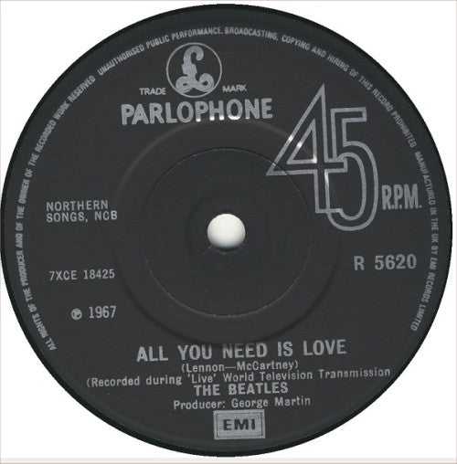 The Beatles : All You Need Is Love (7", Single, Mono, RE, Sol)