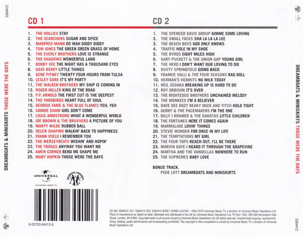 Various : Dreamboats & Miniskirts Those Were The Days (2xCD, Comp)
